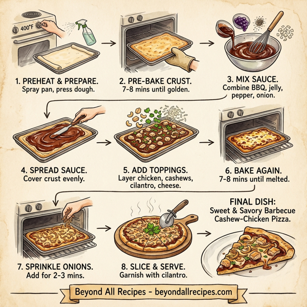 Sweet and Savory Barbecue Cashew-Chicken Pizza instructions