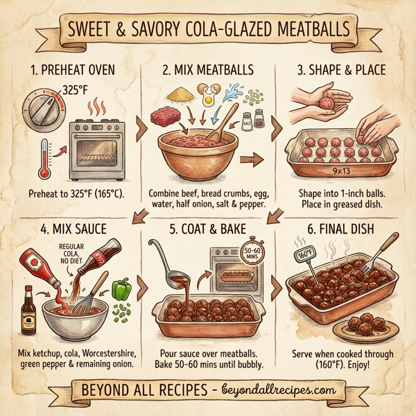 Sweet and Savory Cola-Glazed Meatballs instructions