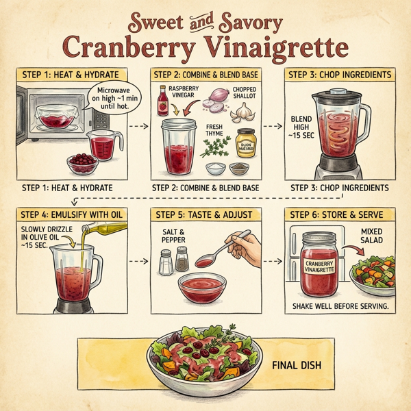 Sweet and Savory Cranberry Vinaigrette instructions