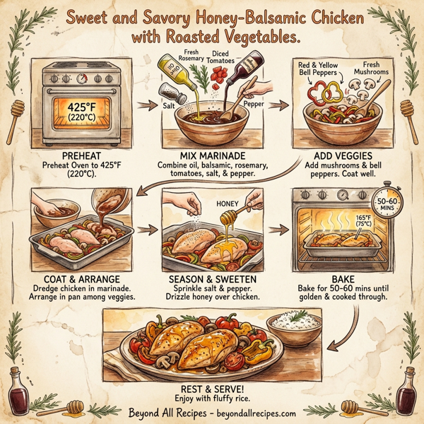 Sweet and Savory Honey-Balsamic Chicken with Roasted Vegetables instructions
