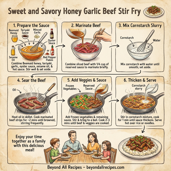 Sweet and Savory Honey Garlic Beef Stir Fry instructions