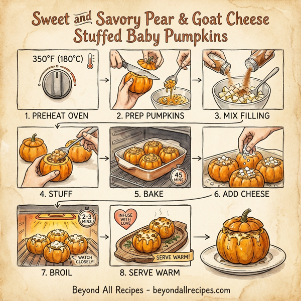 Sweet and Savory Pear & Goat Cheese Stuffed Baby Pumpkins instructions