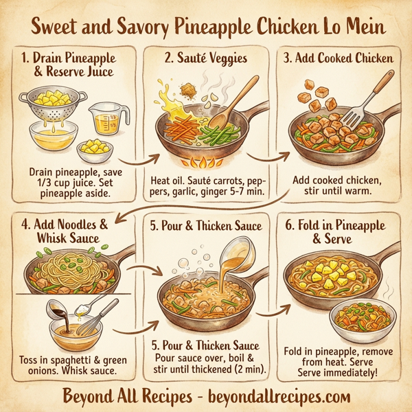 Sweet and Savory Pineapple Chicken Lo Mein instructions