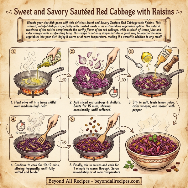 Sweet and Savory Sautéed Red Cabbage with Raisins instructions