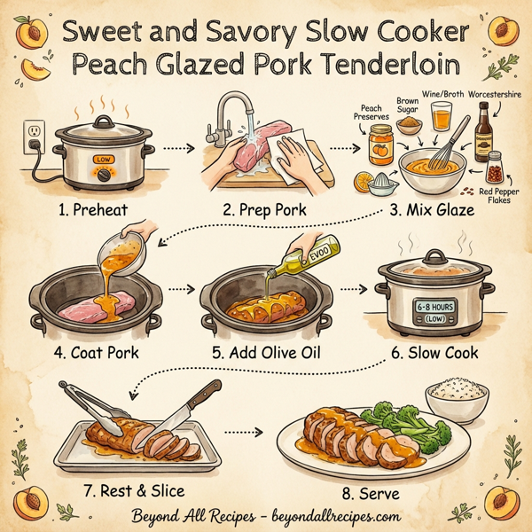Sweet and Savory Slow Cooker Peach Glazed Pork Tenderloin instructions