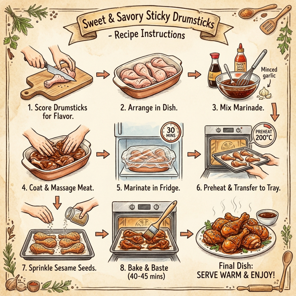Sweet and Savory Sticky Drumsticks instructions