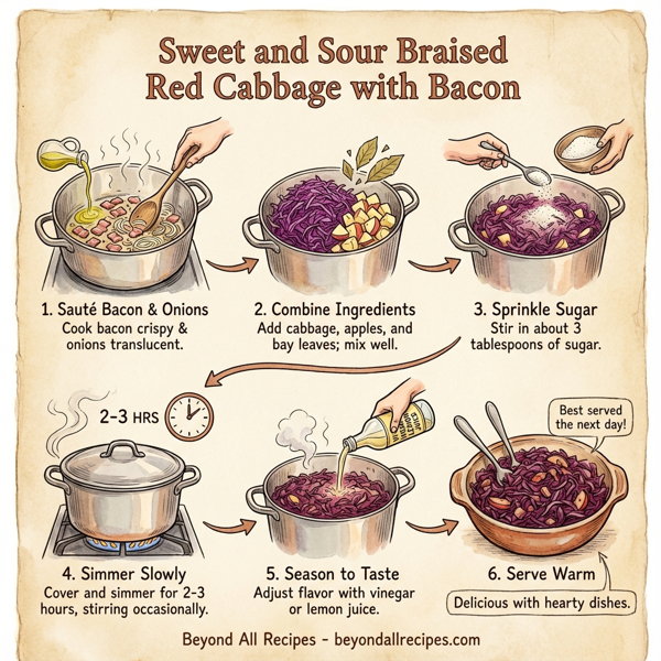 Sweet and Sour Braised Red Cabbage with Bacon instructions