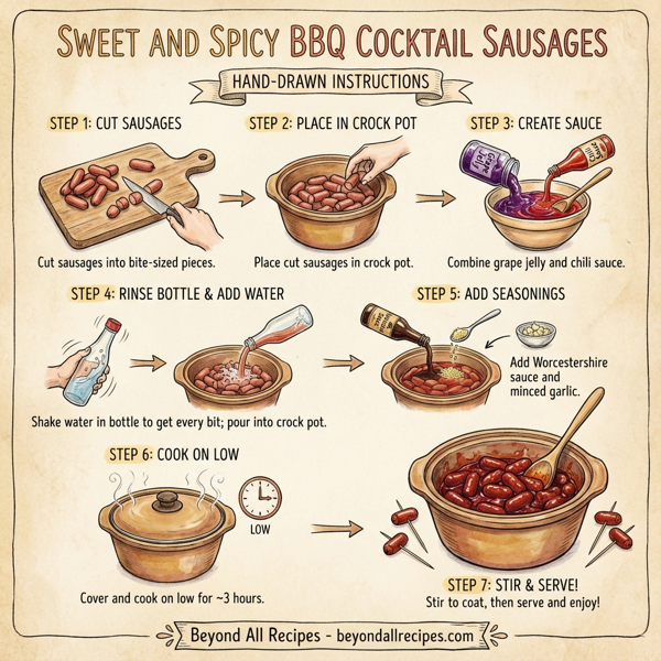 Sweet and Spicy BBQ Cocktail Sausages instructions