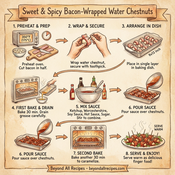 Sweet and Spicy Bacon-Wrapped Water Chestnuts instructions