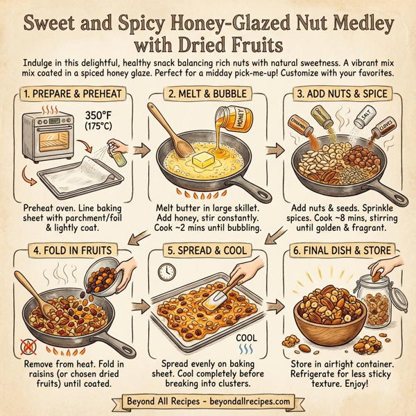 Sweet and Spicy Honey-Glazed Nut Medley with Dried Fruits instructions