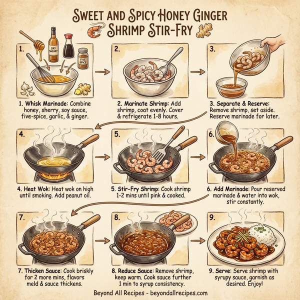 Sweet and Spicy Honey Ginger Shrimp Stir-Fry instructions