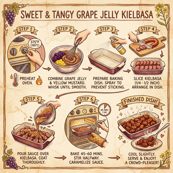 Sweet and Tangy Grape Jelly Kielbasa instructions