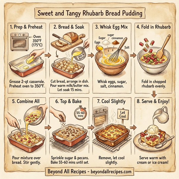 Sweet and Tangy Rhubarb Bread Pudding instructions