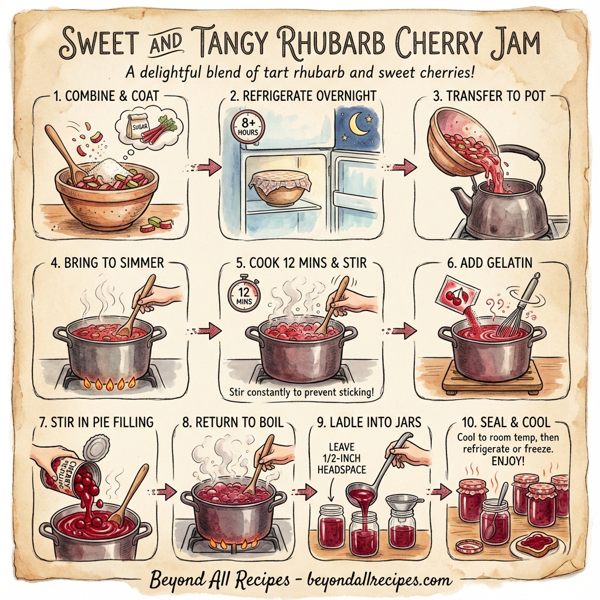 Sweet and Tangy Rhubarb Cherry Jam instructions