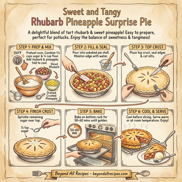 Sweet and Tangy Rhubarb Pineapple Surprise Pie instructions