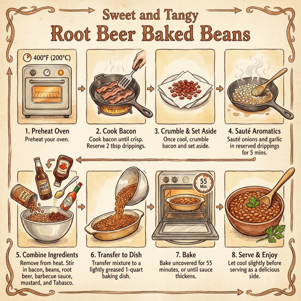 Sweet and Tangy Root Beer Baked Beans instructions