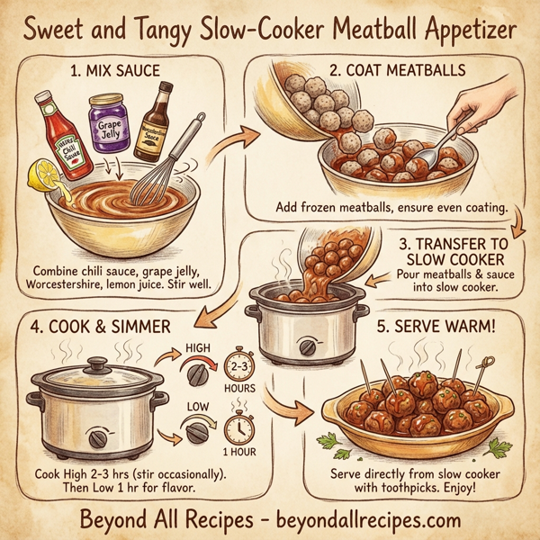 Sweet and Tangy Slow-Cooker Meatball Appetizer instructions
