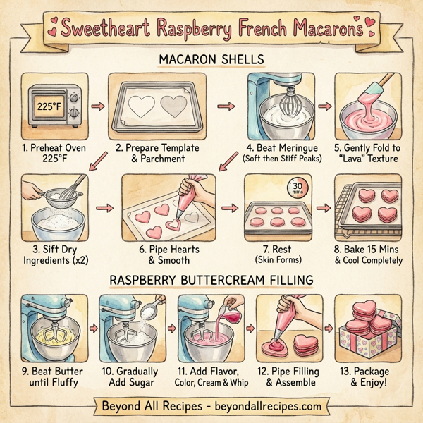 Sweetheart Raspberry French Macarons instructions