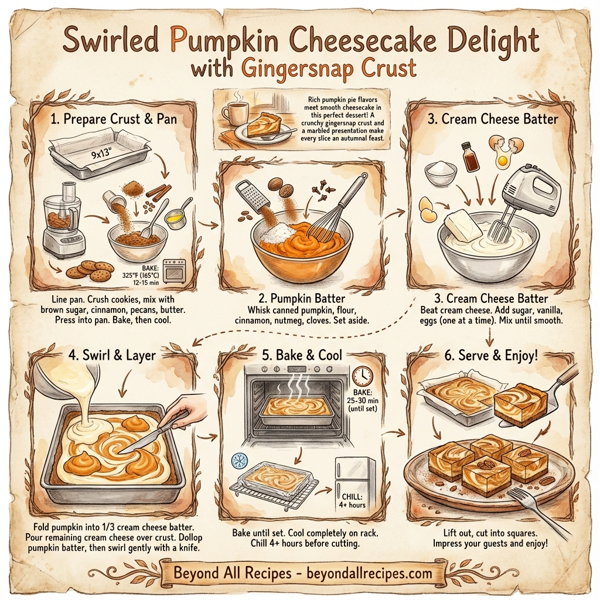 Swirled Pumpkin Cheesecake Delight with Gingersnap Crust instructions