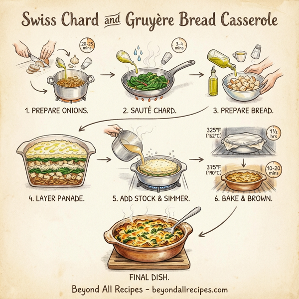 Swiss Chard and Gruyère Bread Casserole instructions