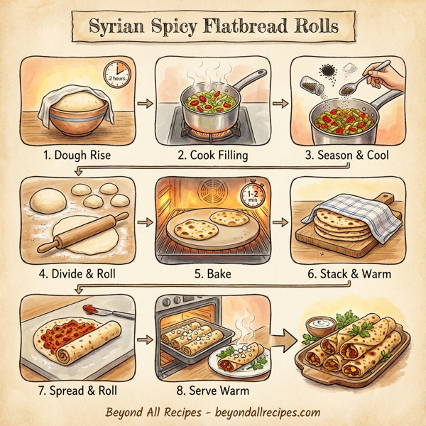 Syrian Spicy Flatbread Rolls instructions