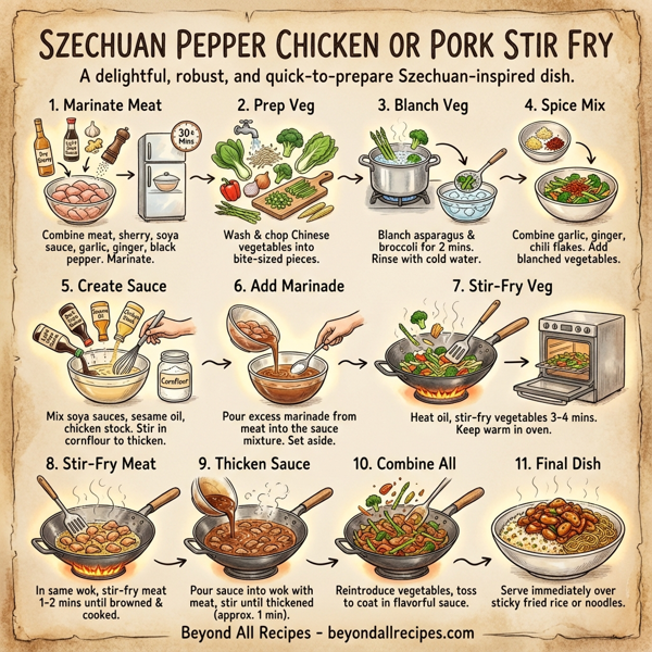 Szechuan Pepper Chicken or Pork Stir Fry instructions