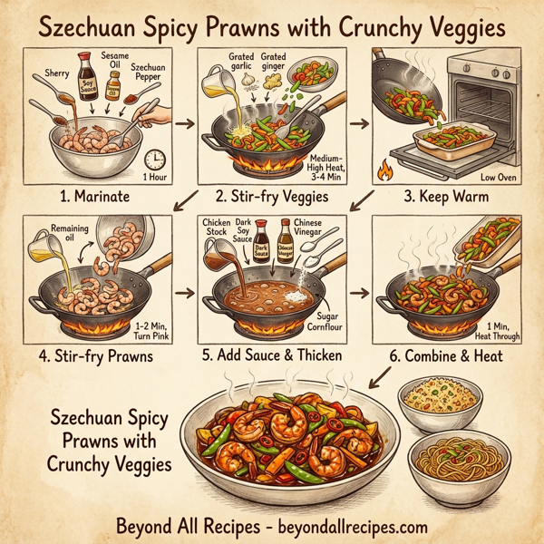 Szechuan Spicy Prawns with Crunchy Veggies instructions