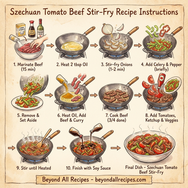 Szechuan Tomato Beef Stir-Fry instructions
