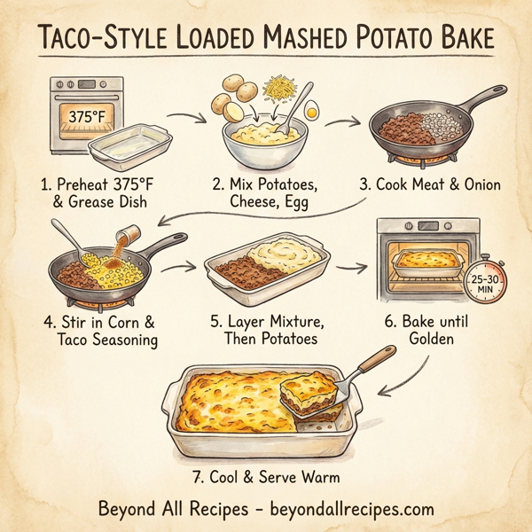Taco-Style Loaded Mashed Potato Bake instructions