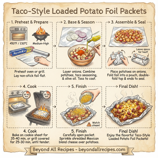Taco-Style Loaded Potato Foil Packets instructions