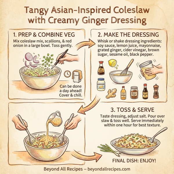 Tangy Asian-Inspired Coleslaw with Creamy Ginger Dressing instructions