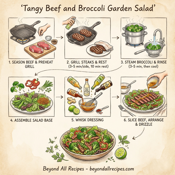 Tangy Beef and Broccoli Garden Salad instructions