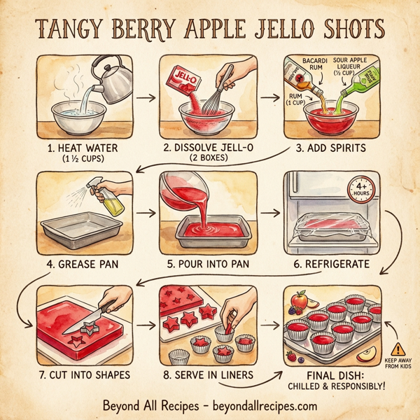 Tangy Berry Apple Jello Shots instructions
