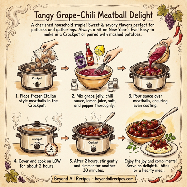 Tangy Grape-Chili Meatball Delight instructions