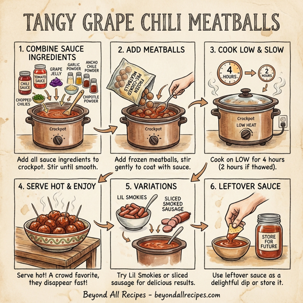 Tangy Grape Chili Meatballs instructions