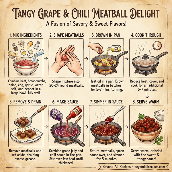 Tangy Grape & Chili Meatball Delight instructions
