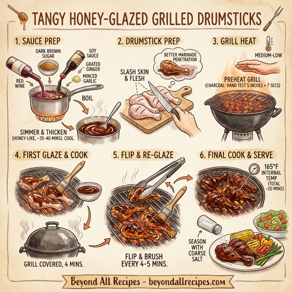 Tangy Honey-Glazed Grilled Drumsticks instructions