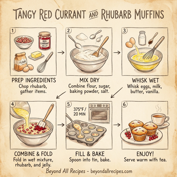 Tangy Red Currant and Rhubarb Muffins instructions
