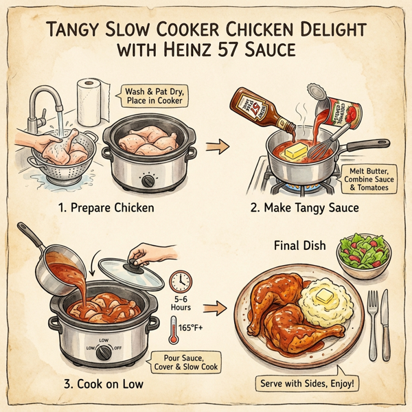 Tangy Slow Cooker Chicken Delight with Heinz 57 Sauce instructions