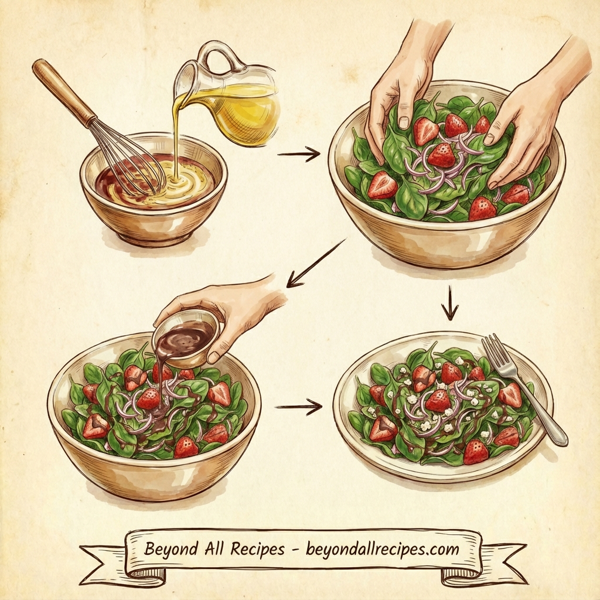Tangy Strawberry Spinach Salad with Creamy Balsamic Dressing instructions