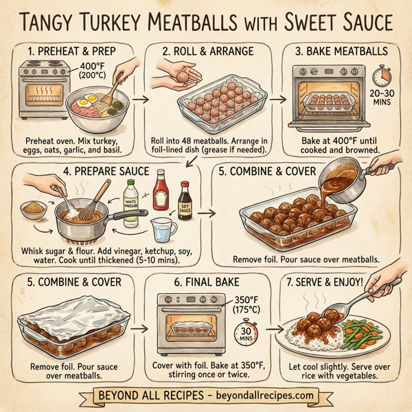 Tangy Turkey Meatballs with Sweet Sauce instructions