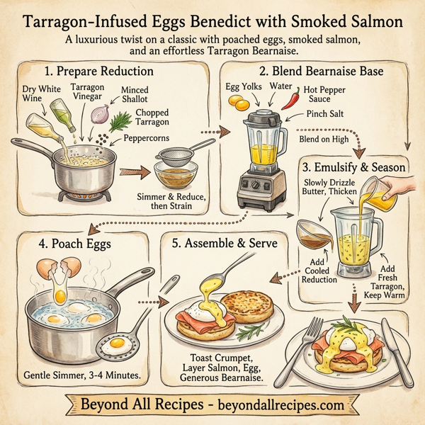 Tarragon-Infused Eggs Benedict with Smoked Salmon instructions
