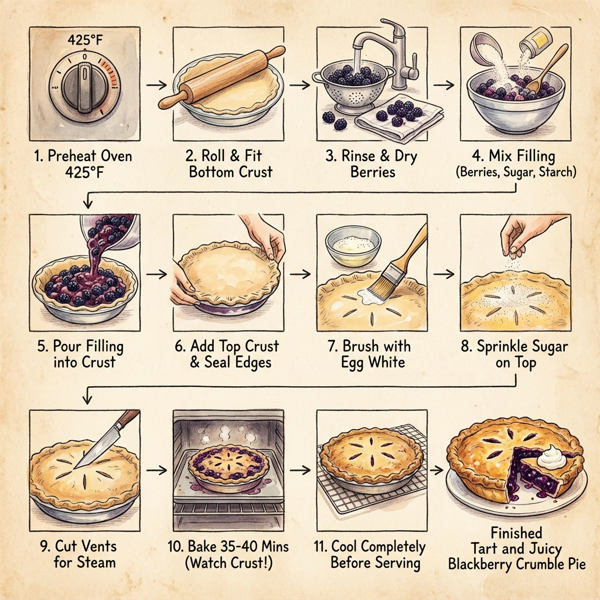 Tart and Juicy Blackberry Crumble Pie instructions