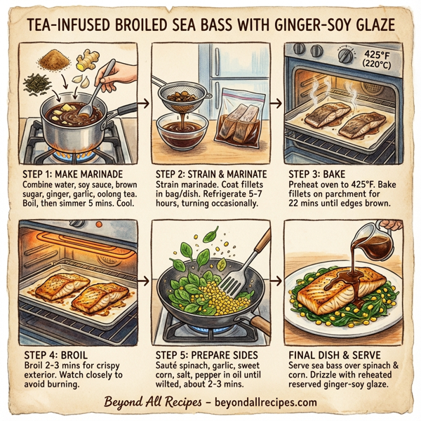 Tea-Infused Broiled Sea Bass with Ginger-Soy Glaze instructions