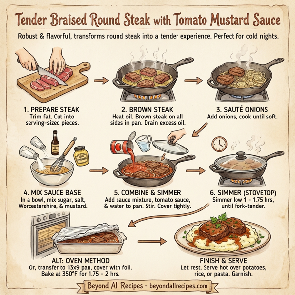 Tender Braised Round Steak with Tomato Mustard Sauce instructions