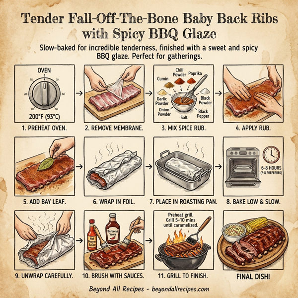 Tender Fall-Off-The-Bone Baby Back Ribs with Spicy BBQ Glaze instructions
