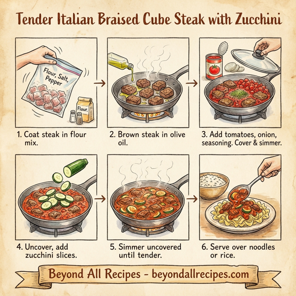 Tender Italian Braised Cube Steak with Zucchini instructions
