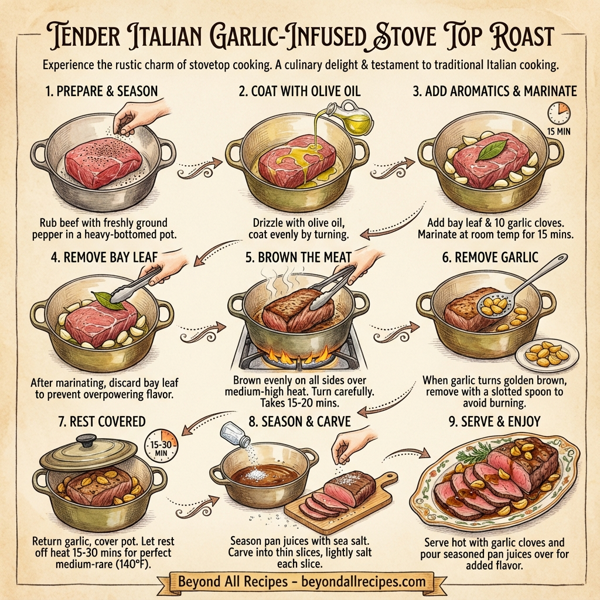 Tender Italian Garlic-Infused Stove Top Roast instructions