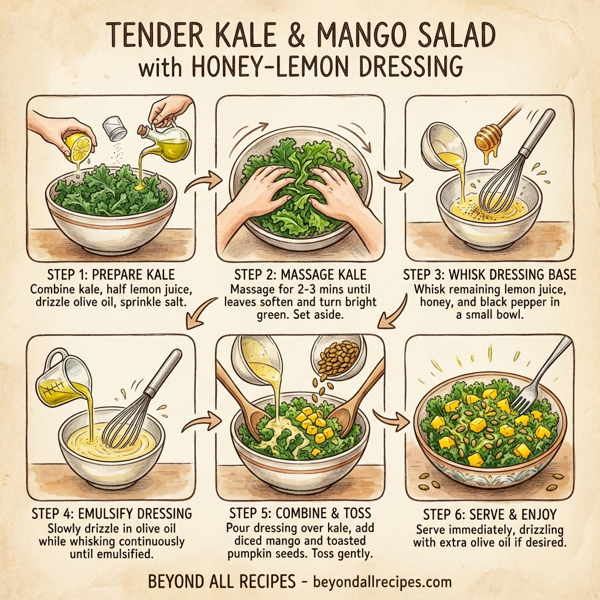 Tender Kale & Mango Salad with Honey-Lemon Dressing instructions