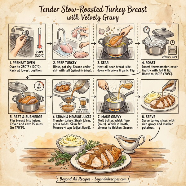 Tender Slow-Roasted Turkey Breast with Velvety Gravy instructions